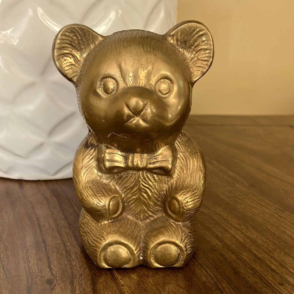 Vintage Brass teddy bear bank